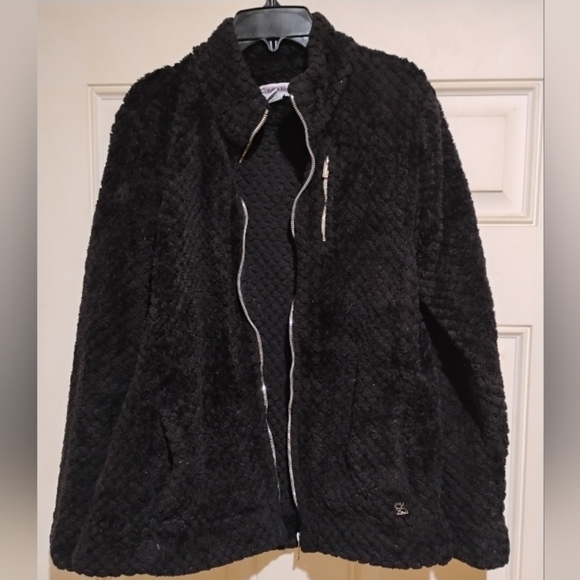 Calvin Klein Size Medium Women's Textured Very Classy Zip Up Sweater - Picture 3 of 6